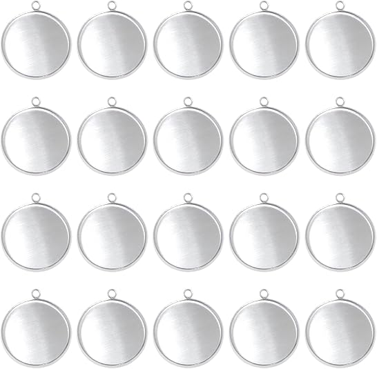 Crafting Resin - 20 Pieces Stainless Steel Round Bezel