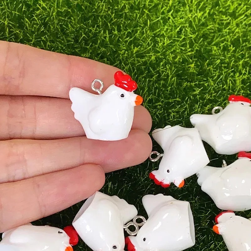 Resin Craft Supplies - 10Pcs Cute Mini 3D Chicken Resin