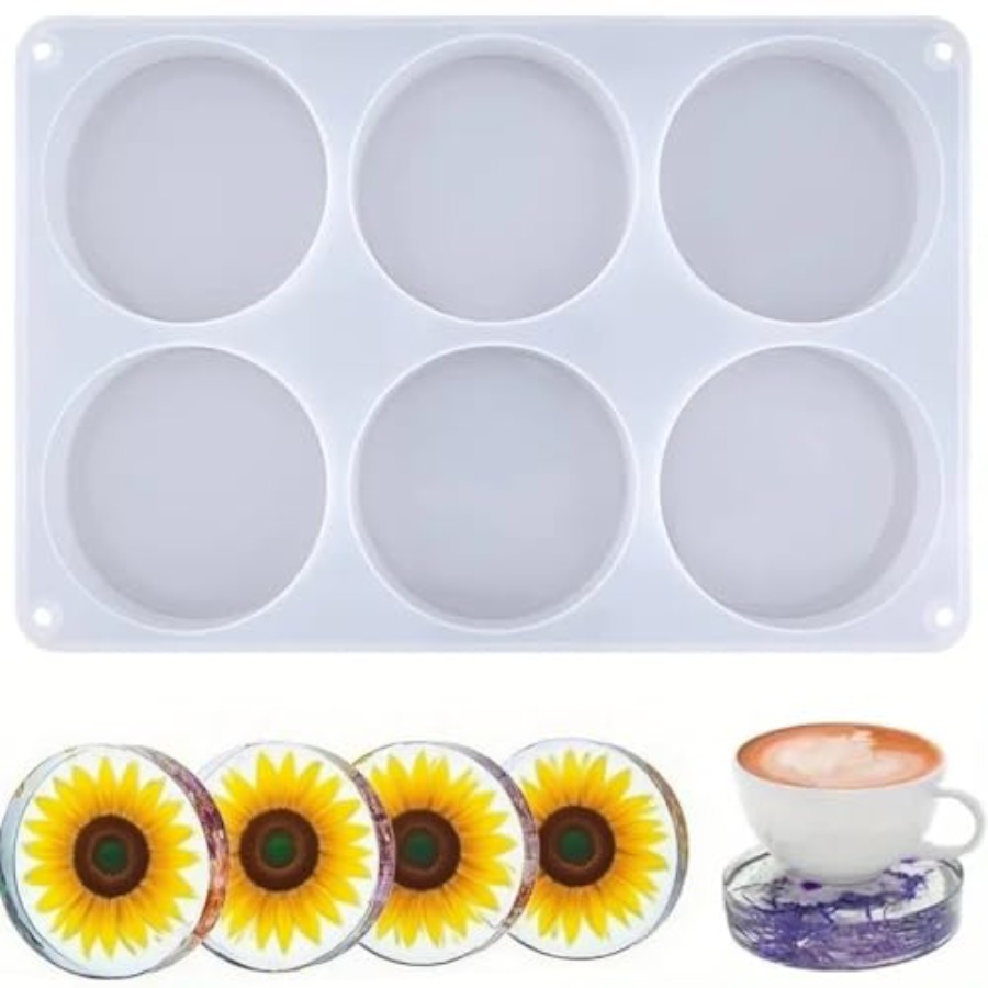 Coaster Mold Round - 6-Cavity Deep Round Coaster Silicone Molds