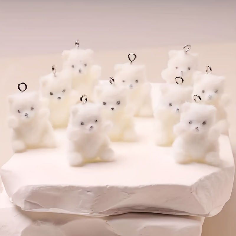 Resin Craft Supplies - 6Pcs Polar Bear Resin Charms Christmas
