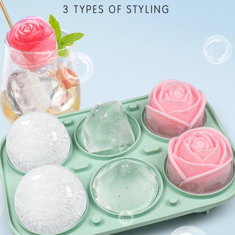 Coaster Mold Round - 3D Rose Diamond Round Ice Cube