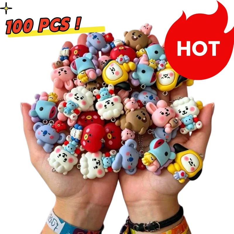 Resin Craft Supplies - 7pcs BT21 Resin Cartoon Charm DIY