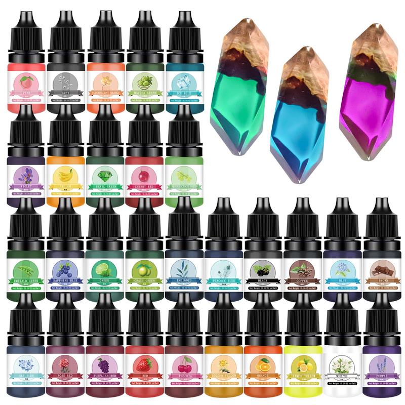 Resin Ocean Wave Mold - 5ml 30Colors Resin Pigment Liquid Colorant
