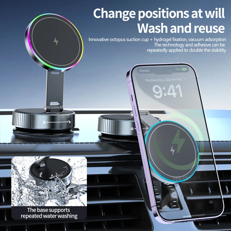 15W Wireless Car Charger Phone - Vacuum Chamber Small recension och pris