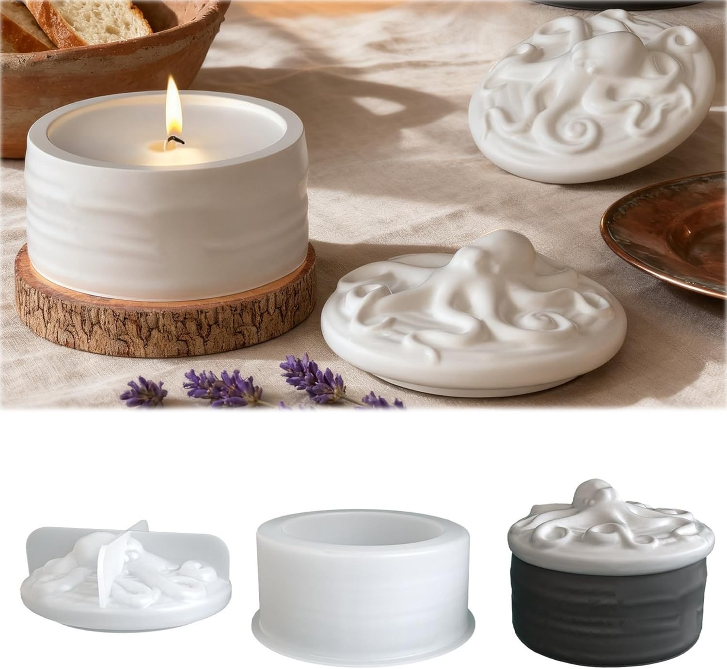 Octopus Lid Candle Jar Silicon - Resin Ocean Wave Mold recension och pris