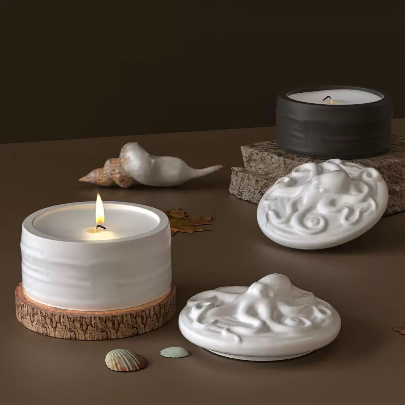 Octopus Lid Candle Jar Silicon - Resin Ocean Wave Mold recension och pris