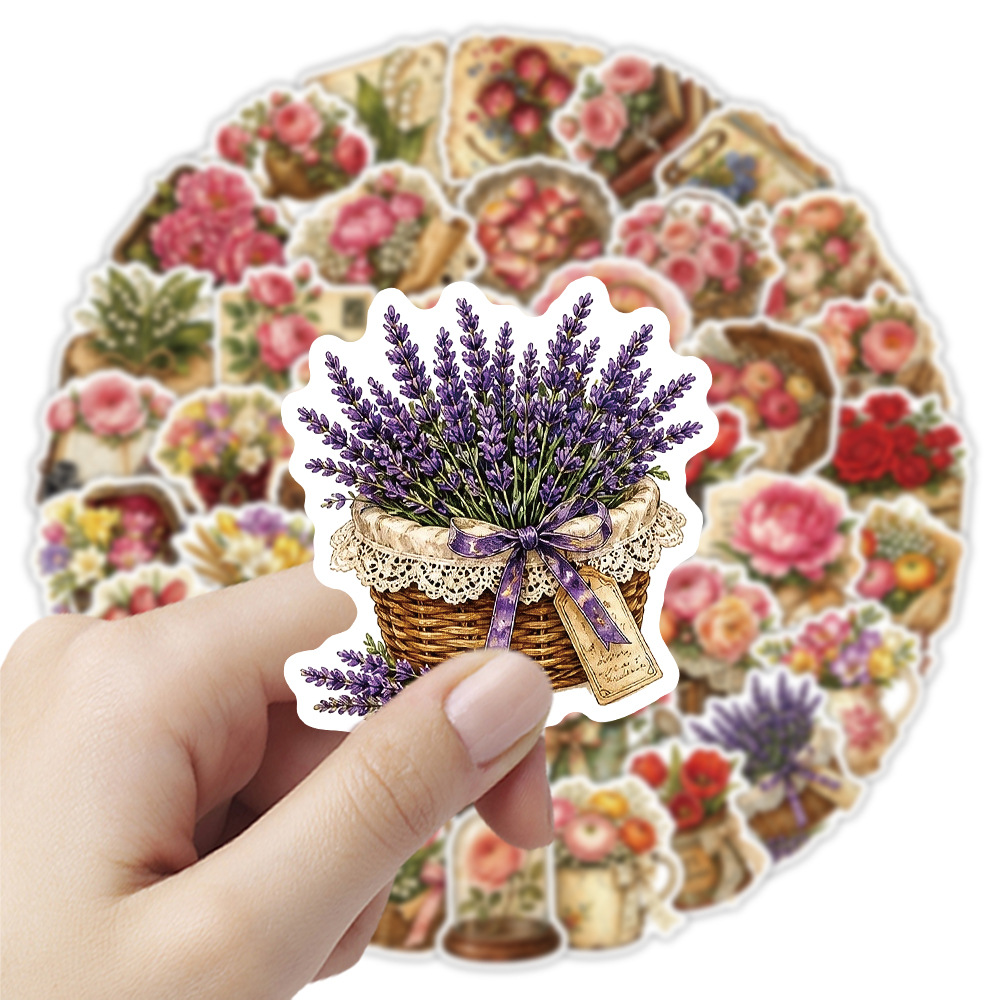 50Pcs Vintage Floral Stickers  - Dried Flower Bulk recension och pris