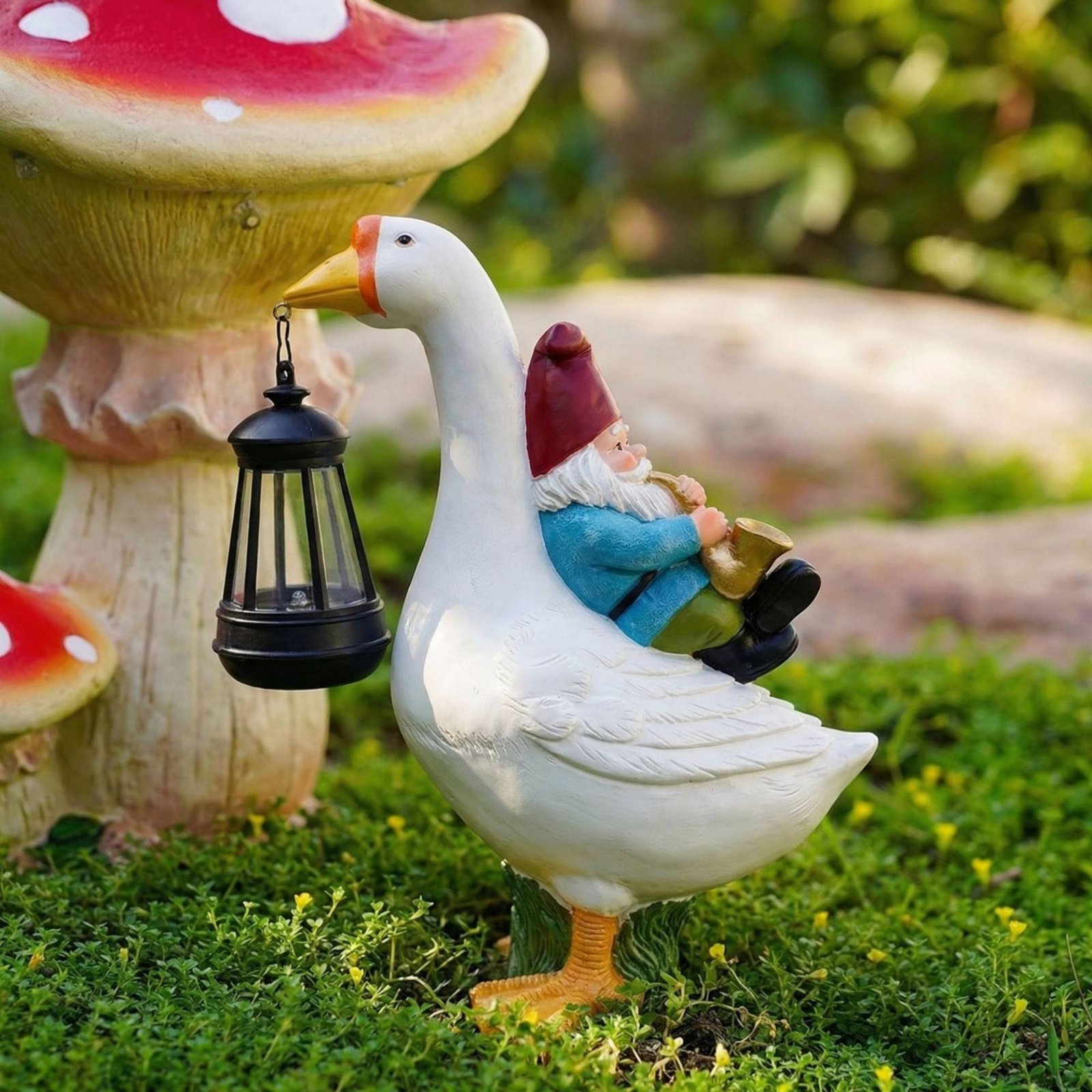 Gnome Riding Goose Statue Weat - Crafting Resin recension och pris